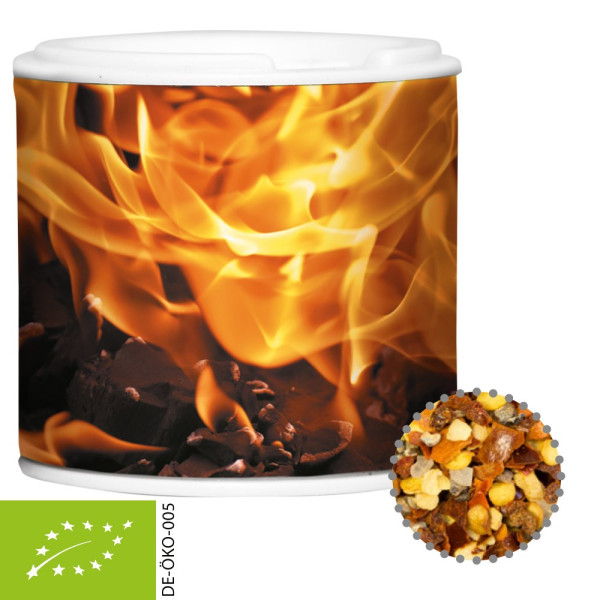 Bio Gewürzmischung Feuer und Flamme, ca. 25g, Gewürzpappstreuer