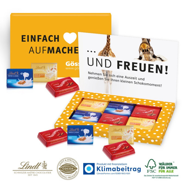 Präsentbox Business mit Lindt Exklusiv Schokotäfelchen