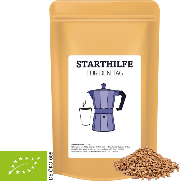 Bio Instant Kaffee, ca. 35g, Standbeutel Midi