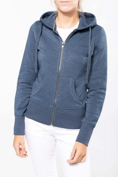 Kariban Damen-Kapuzen-Sweatshirt mit Reißverschluss, Mischgewebe