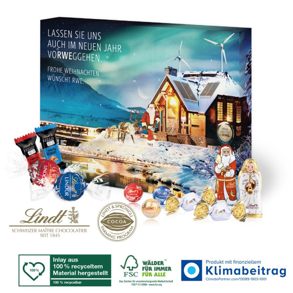 Adventskalender Lindt „Premium-Selection“, Inlay aus 100% recyceltem Material