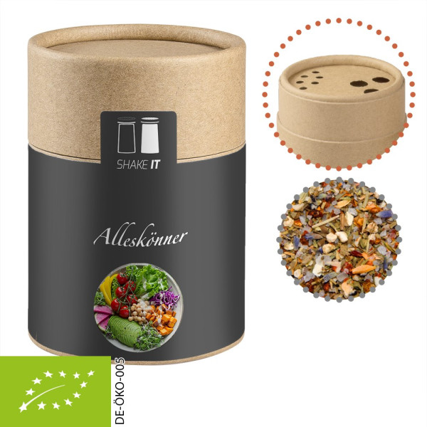 Bio Gewürzmischung Alleskönner, ca. 75g, Biologisch abbaubarer Eco Pappstreuer Midi