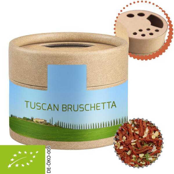 Bio Gewürzmischung Toskanische Bruchetta, ca. 28g, Biologisch abbaubarer Eco Pappstreuer Mini