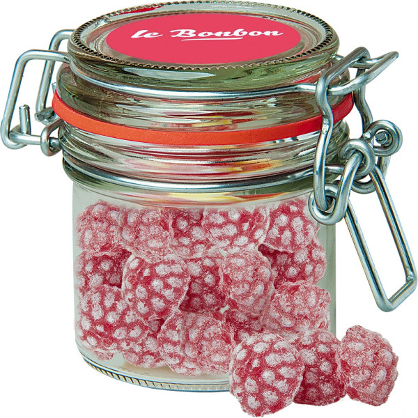 Himbeer Bonbons, ca. 60g, Bonbonglas Mini