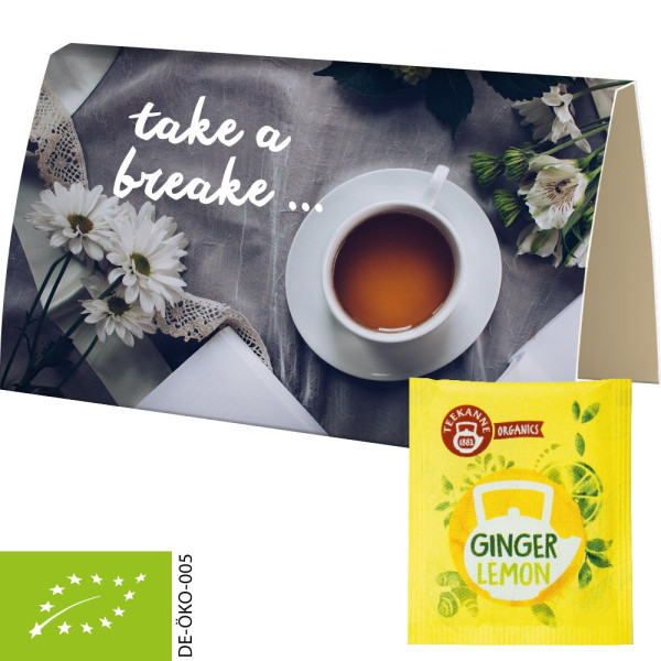 Bio Beuteltee Ginger Lemon, ca. 1,8g, Werbekarte gefaltet