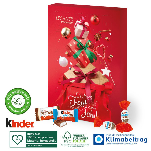 Adventskalender kinder® „Happy Moments“, Inlay aus 100% recyceltem Material