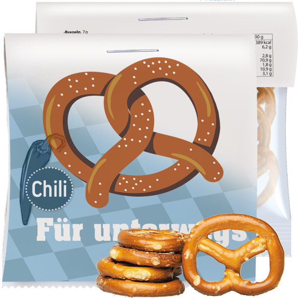 Mini Brezeln Chili, ca. 7g, Express Maxi-Tüte mit Werbereiter