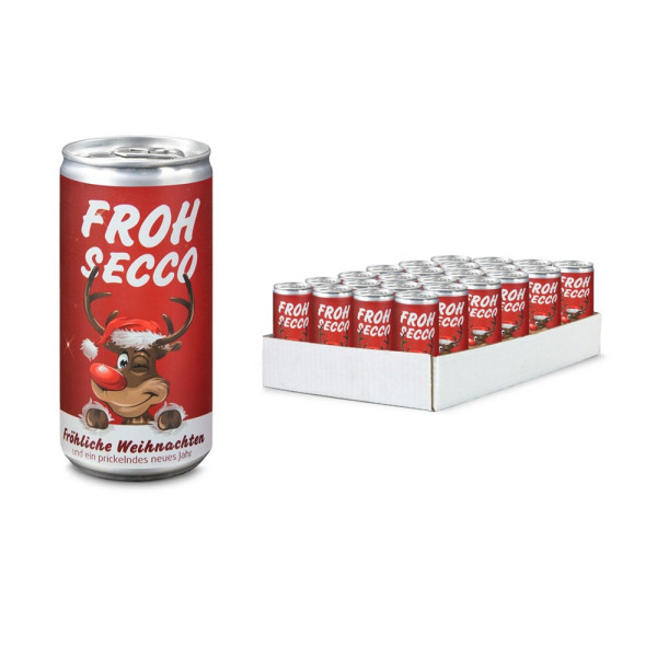 FROHSECCO Elch (rot) - 24 x Promo Secco 0,2 l, Slimlinedose