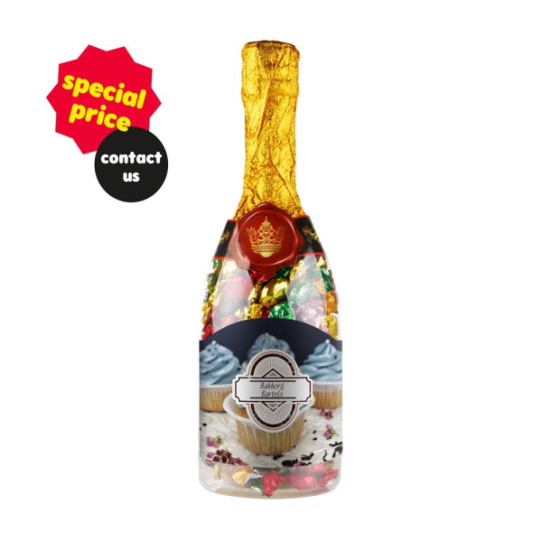 Champagnerflasche mit Metallic Sweets