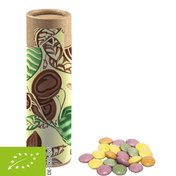 Bio Bunte Schokolinsen, ca. 30g, Biologisch abbaubare Eco Papprolle