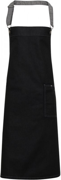 Premier District - Waxed look denim bib apron