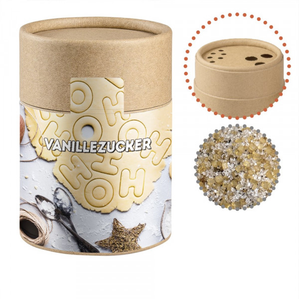 Vanillezucker, ca. 150g, Biologisch abbaubarer Eco Pappstreuer Midi