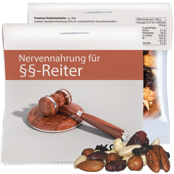 Premium Studentenfutter, ca. 30g, Express Maxi-Tüte mit Werbereiter