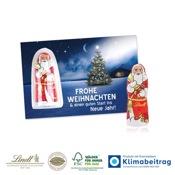 Schokokarte „Business“ mit Lindt Weihnachtsmann