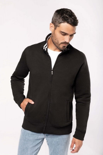 Kariban Herren Fleece-Sweater mit Reißverschluss