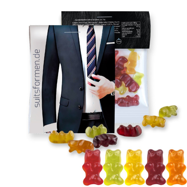 Gummibärchen ohne Gelatine, ca. 15g, Express Midi-Tüte mit Werbereiter