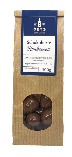 Schokolierte Himbeeren 100g mit Vollmilchschokolade