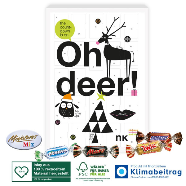 Adventskalender Mars® Miniatures® Mix, Inlay aus 100% recyceltem Material