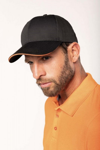 WK. Designed To Work 6-Panel-Cap mit Kontrast-Sandwichschirm Oeko-Tex