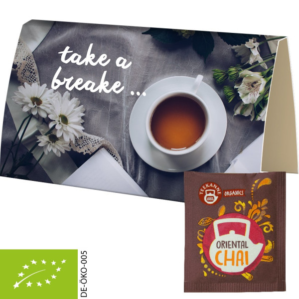 Bio Beuteltee Oriental Chai, ca. 1,8g, Werbekarte gefaltet