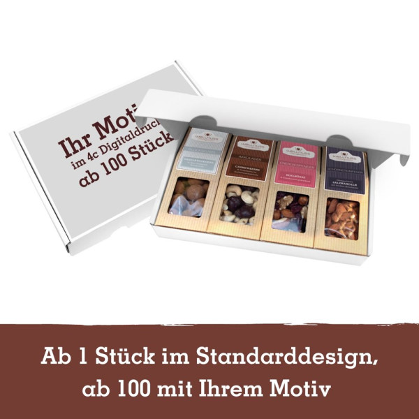 4 Premium Snacks im Geschenkkarton (versandfähig)