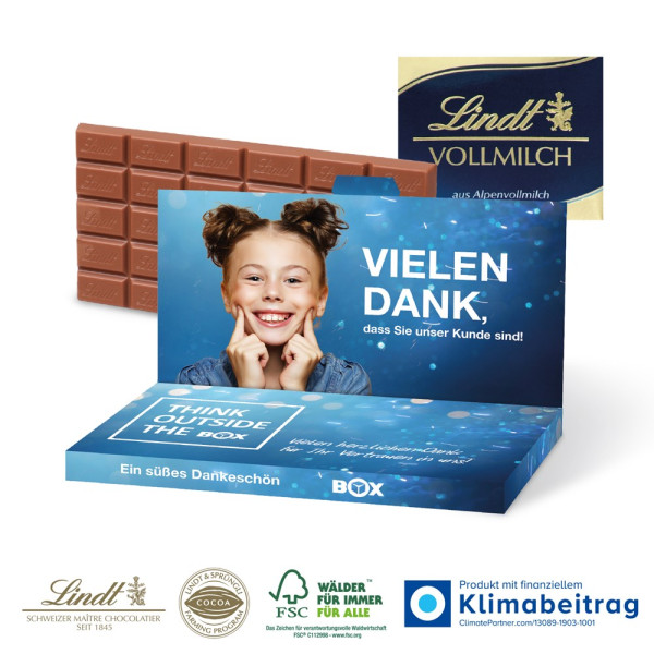 Grußkarte mit Schokoladentafel von Lindt, 100 g, EXPRESS