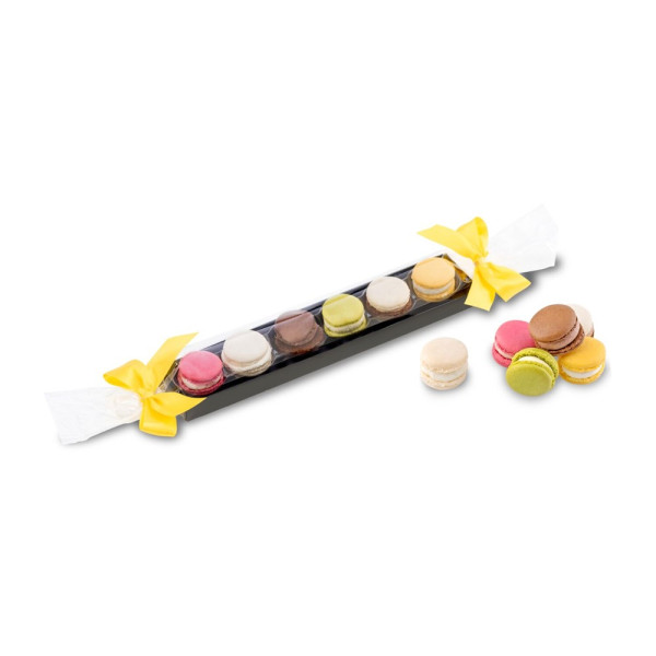 Macaron-Stange mit Schleifen - sechs bunte Macarons (60 g)