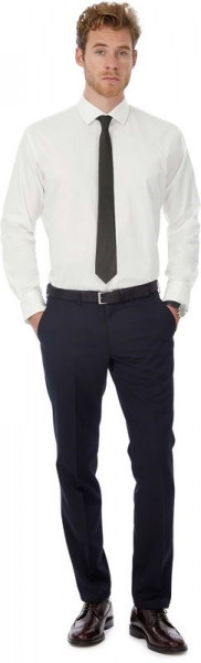 B&C Herren-Langarmhemd mit Stretch Black Tie