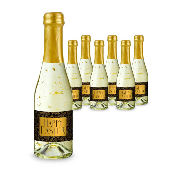 Hasengold - 6 x Goldflockentraum Piccolo 0,2 l - Flasche klar, Kapsel gold