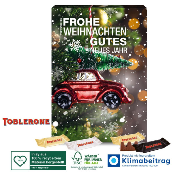 Adventskalender mit TOBLERONE, Inlay aus 100% recyceltem Material