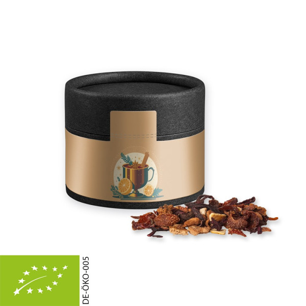 Bio Glühweingewürz fein, ca. 25g, Biologisch abbaubare Eco Pappdose Mini schwarz