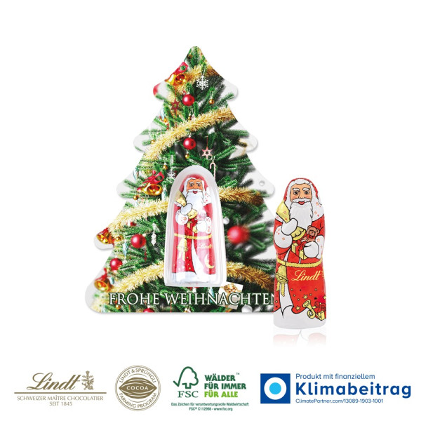 Schokokarte „Business“ Weihnachtsbaum mit Lindt Weihnachtsmann