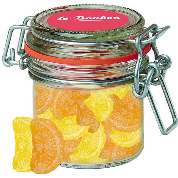 Zitrone und Orangen Bonbons, ca. 60g, Bonbonglas Mini