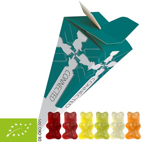 Bio Gummibärchen, ca. 30g, Präsent-Pyramide