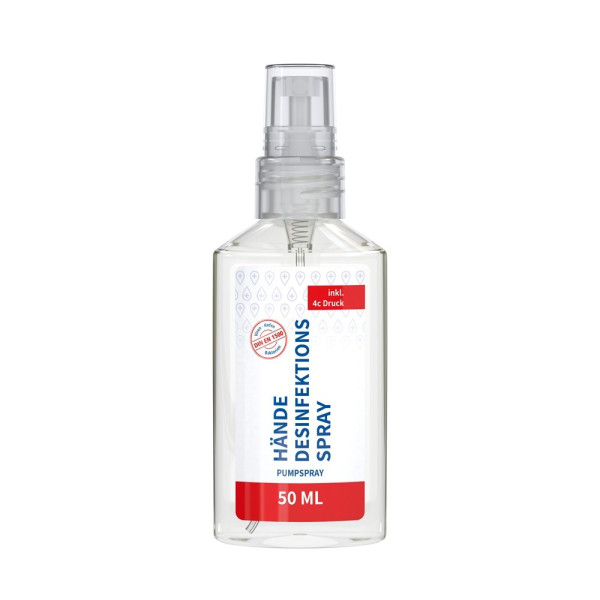 Hände-Desinfektionsspray (DIN EN 1500), 50 ml, Body Label (R-PET)