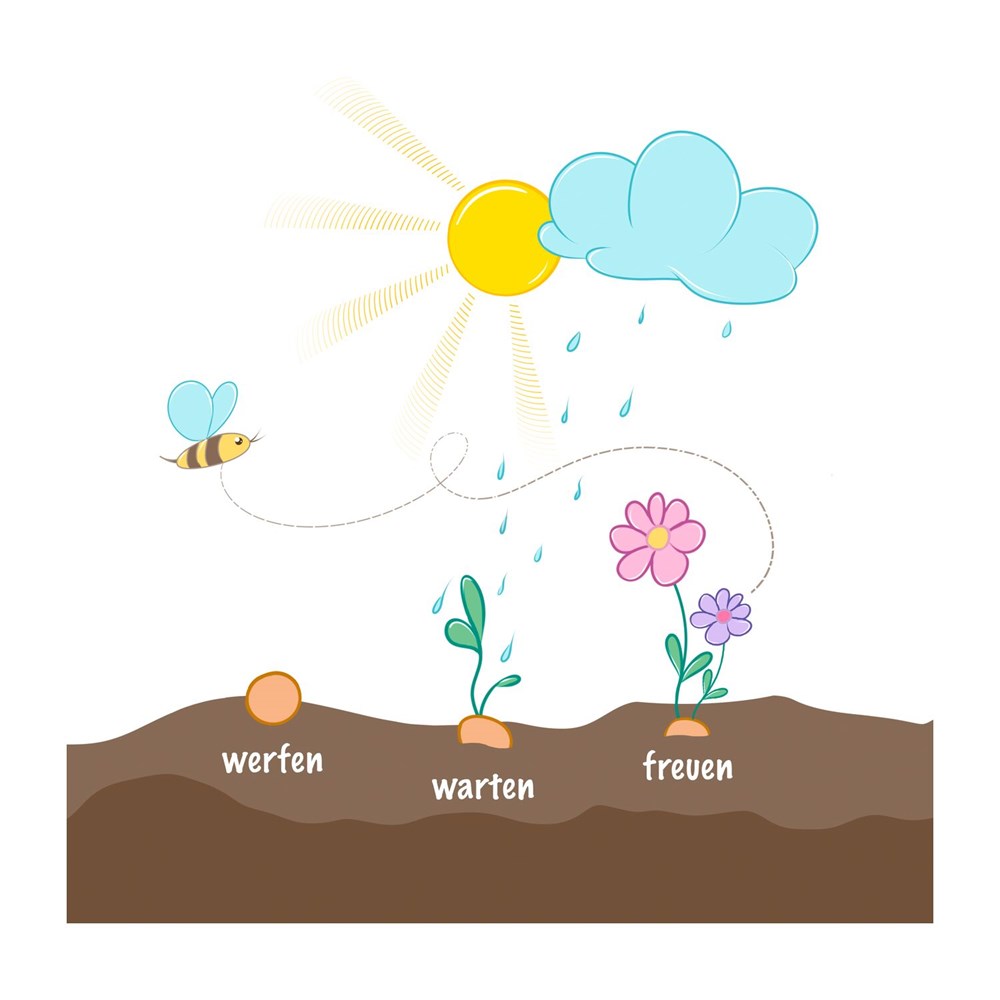 Bienenweide im Oster-Eierkarton Blumen